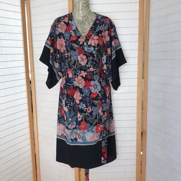 floral kimono wrap dress